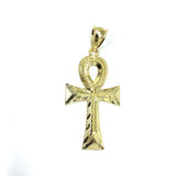 Egyptian Ankh Cross in 10K Yellow Gold with Diamond Cut L GAP-015 - WORLDSTARBLING