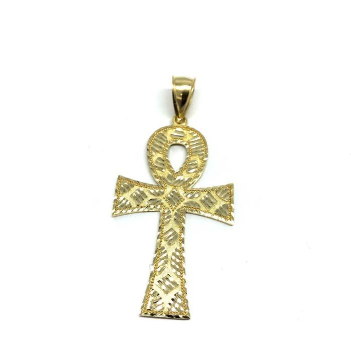 Ankh Cross Diamond Cut Pendant in 10K Yellow Gold GAP-016 - WORLDSTARBLING