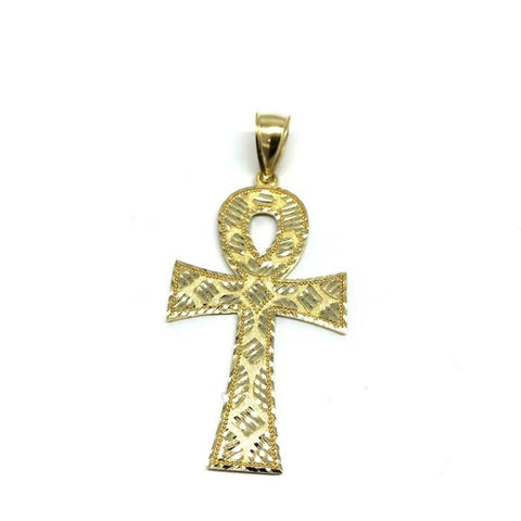 Ankh Cross Diamond Cut Pendant in 10K Yellow Gold GAP-016 - WORLDSTARBLING