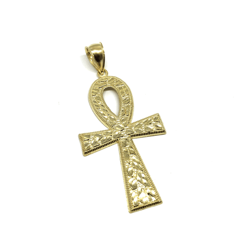 10K Ankh Cross Pendant Yellow Gold L GAP-019 - WORLDSTARBLING