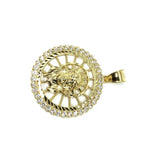 10K Jesus Man Pendant Yellow Gold Round With CZ GJP-012 - WORLDSTARBLING