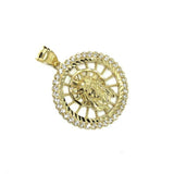 10K Jesus Man Pendant Yellow Gold Round With CZ GJP-012 - WORLDSTARBLING