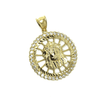 10K Jesus Round Pendant With Zircons GJP-013 - WORLDSTARBLING