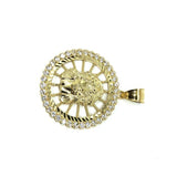 10K Jesus Round Pendant With Zircons GJP-013 - WORLDSTARBLING