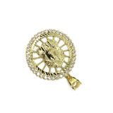 10K Jesus Round Pendant With Zircons GJP-013 - WORLDSTARBLING