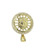 10K Jesus Round Pendant With Zircons GJP-013 - WORLDSTARBLING