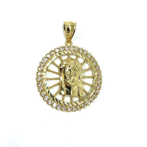 10K Yellow Gold And Zircons Jesus Man Pendant GJP-014 - WORLDSTARBLING