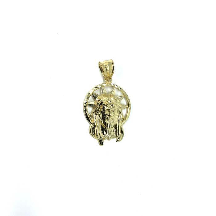 10K Yellow Gold Head Of Jesus Round Men's Pendant S GJP-016 - WORLDSTARBLING