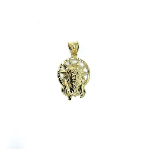 10K Yellow Gold Head Of Jesus Round Men's Pendant S GJP-016 - WORLDSTARBLING
