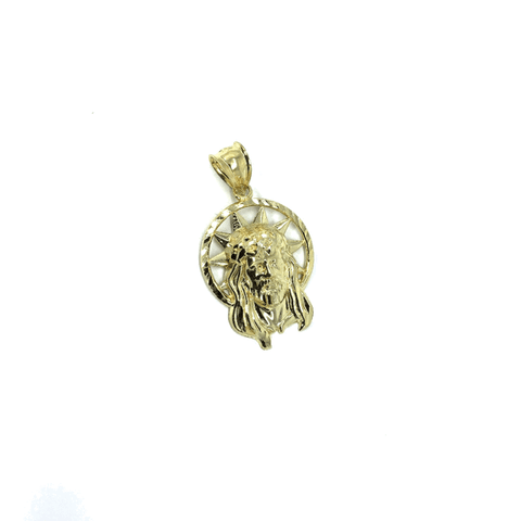10K Yellow Gold Head Of Jesus Round Men's Pendant S GJP-016 - WORLDSTARBLING