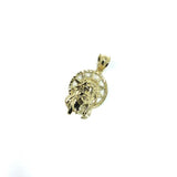 10K Yellow Gold Head Of Jesus Round Men's Pendant S GJP-016 - WORLDSTARBLING