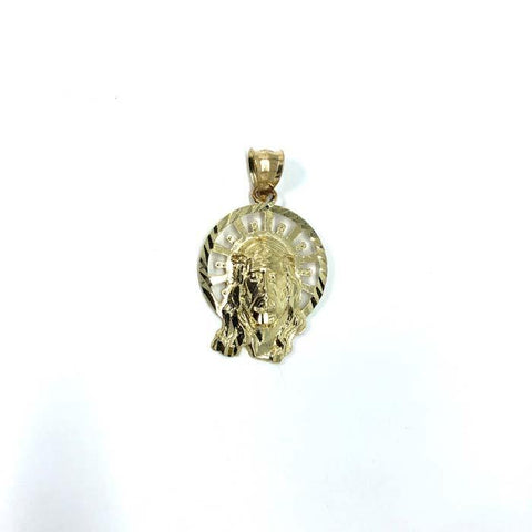 10K Yellow Gold Jesus Round Head Men's Pendant M GJP-017 - WORLDSTARBLING