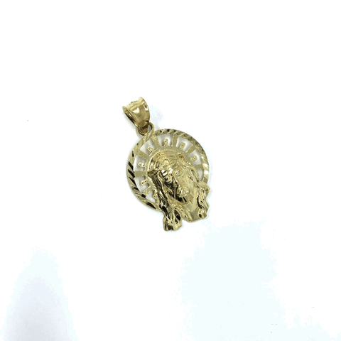 10K Yellow Gold Jesus Round Head Men's Pendant M GJP-017 - WORLDSTARBLING