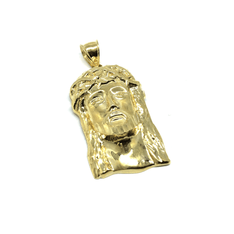 10K Gold Pendant Jesus Round Head M GJP-020 - WORLDSTARBLING