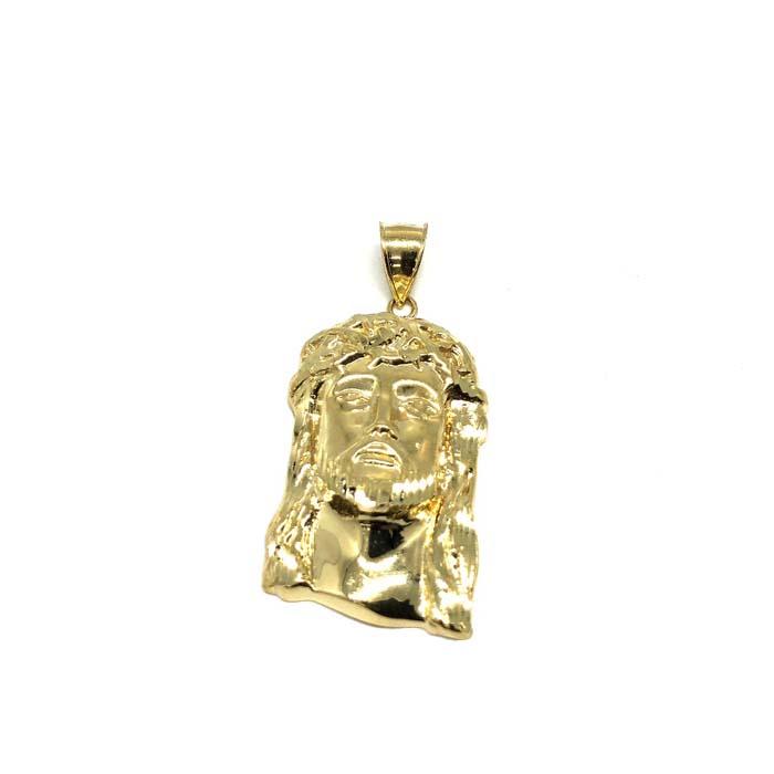 10K Yellow Gold Jesus Round Head Men's Pendant L GJP-021 - WORLDSTARBLING