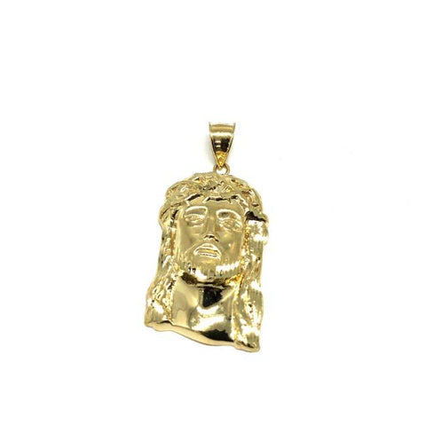 10K Yellow Gold Jesus Round Head Men's Pendant L GJP-021 - WORLDSTARBLING