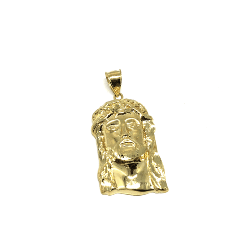 10K Yellow Gold Jesus Round Head Men's Pendant L GJP-021 - WORLDSTARBLING