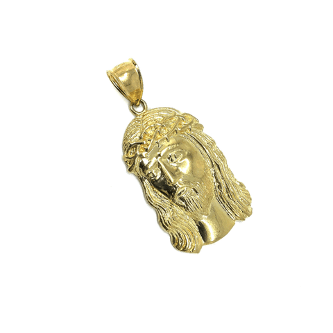 Jesus Round Head Men Pendant Yellow Gold 10K L GJP-022 - WORLDSTARBLING