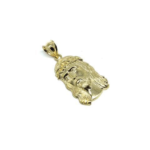 10K Yellow Gold Jesus Round Head Men's Pendant M GJP-025 - WORLDSTARBLING