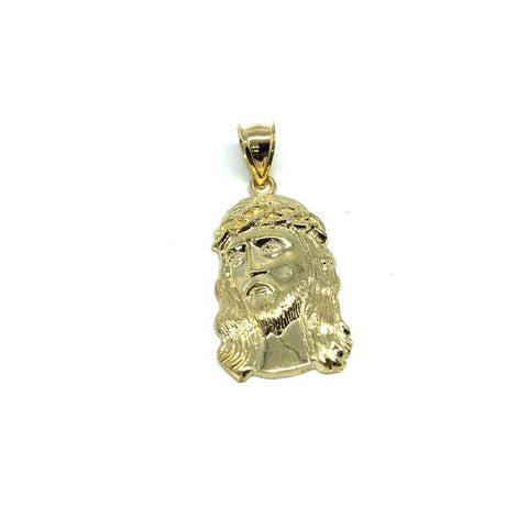 10K Yellow Gold Jesus Round Head Men's Pendant M GJP-025 - WORLDSTARBLING