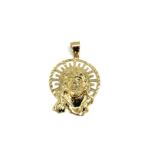 10K Yellow Gold Head Of Jesus Round Men's Pendant XL GJP-026 - WORLDSTARBLING