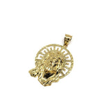 10K Yellow Gold Head Of Jesus Round Men's Pendant XL GJP-026 - WORLDSTARBLING