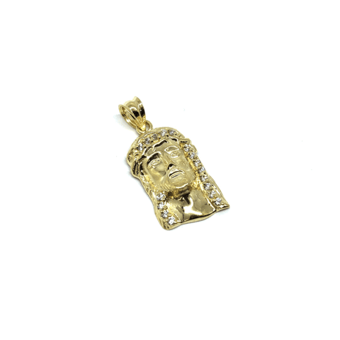 10K Yellow Gold Head Of Jesus Men's Pendant CZ S GJP-032 - WORLDSTARBLING