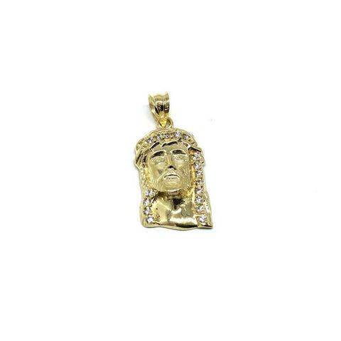 10K Yellow Gold Head Of Jesus Men's Pendant CZ S GJP-032 - WORLDSTARBLING