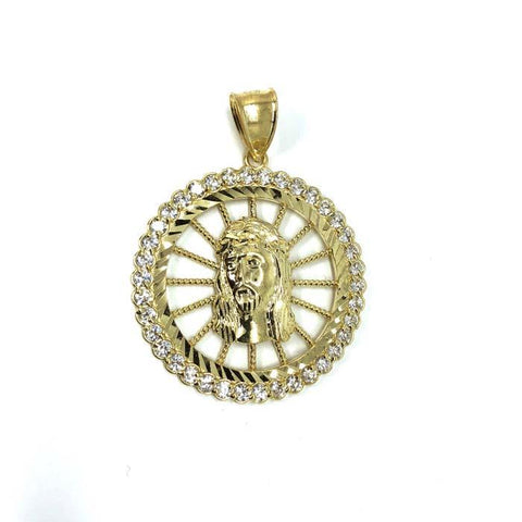 10K Jesus Men's Pendant Yellow Gold & Zircons GJP-015 - WORLDSTARBLING