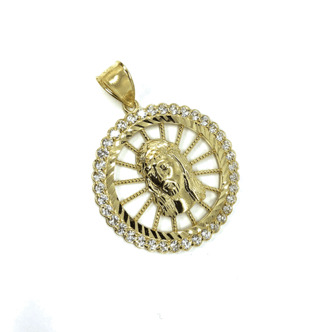 10K Jesus Men's Pendant Yellow Gold & Zircons GJP-015 - WORLDSTARBLING