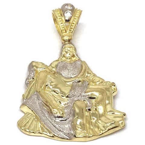 10K Yellow Gold and White Jesus Pendant GJP_001 - WORLDSTARBLING