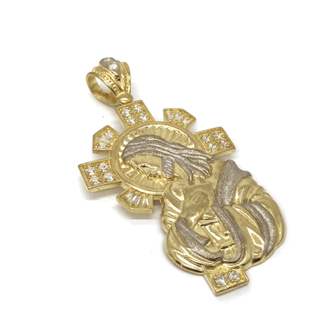 10K Yellow Gold and White Jesus Pendant GJP_002 - WORLDSTARBLING