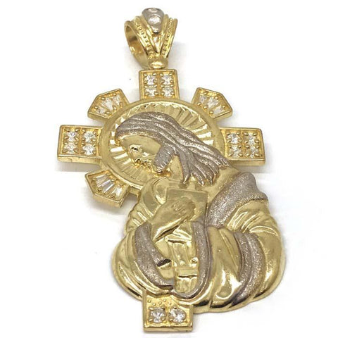 10K Yellow Gold and White Jesus Pendant GJP_002 - WORLDSTARBLING