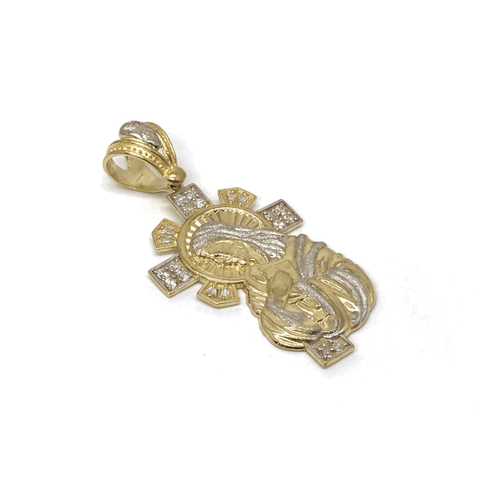 10K Yellow Gold and White Jesus Pendant GJP_003 - WORLDSTARBLING