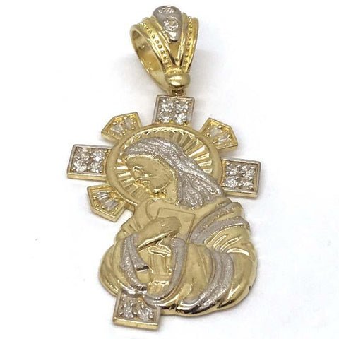 10K Yellow Gold and White Jesus Pendant GJP_003 - WORLDSTARBLING
