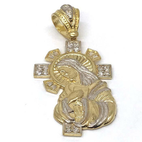 10K Yellow Gold and White Jesus Pendant GJP_004 - WORLDSTARBLING