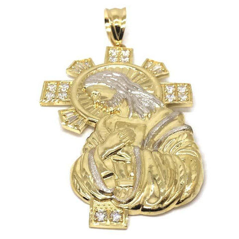 10K Yellow Gold and White Jesus Pendant GJP_005 - WORLDSTARBLING