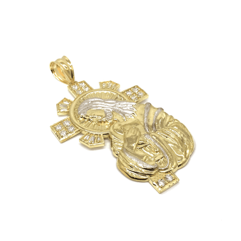 10K Yellow Gold and White Jesus Pendant GJP_005 - WORLDSTARBLING