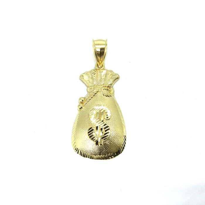 10K Yellow Gold Money Bag Men's Pendant GMP-002 - WORLDSTARBLING