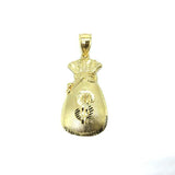 10K Yellow Gold Money Bag Men's Pendant GMP-002 - WORLDSTARBLING