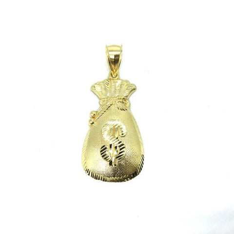 10K Yellow Gold Money Bag Men's Pendant GMP-002 - WORLDSTARBLING