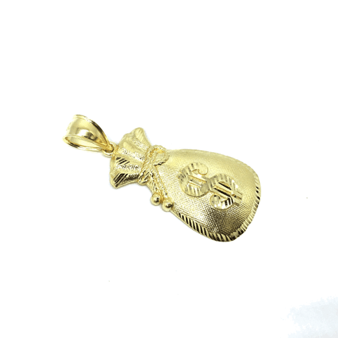 10K Yellow Gold Money Bag Men's Pendant GMP-002 - WORLDSTARBLING