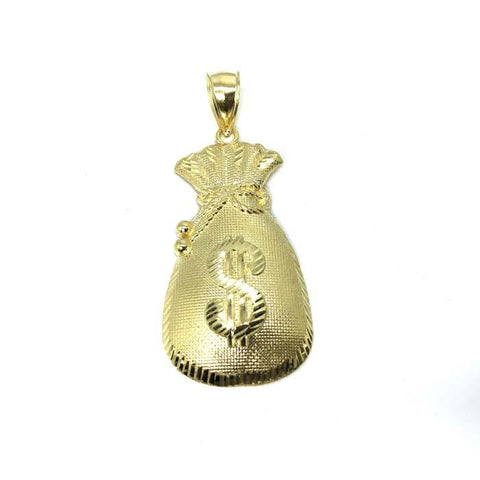 10 Karats Men's Gold Money Bag Pendant GMP-003 - WORLDSTARBLING