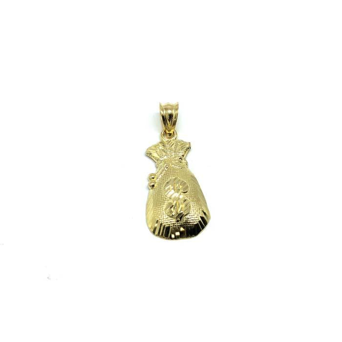 10K Yellow Gold Money Bag Men's Pendant GMP-004 - WORLDSTARBLING