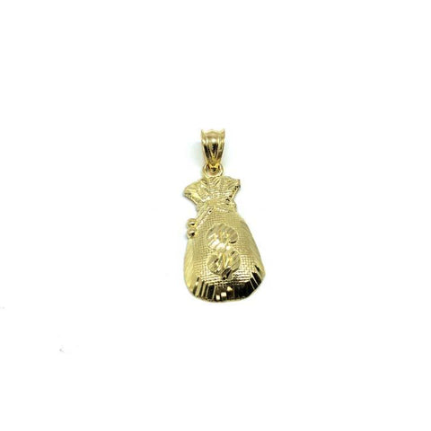 10K Yellow Gold Money Bag Men's Pendant GMP-004 - WORLDSTARBLING