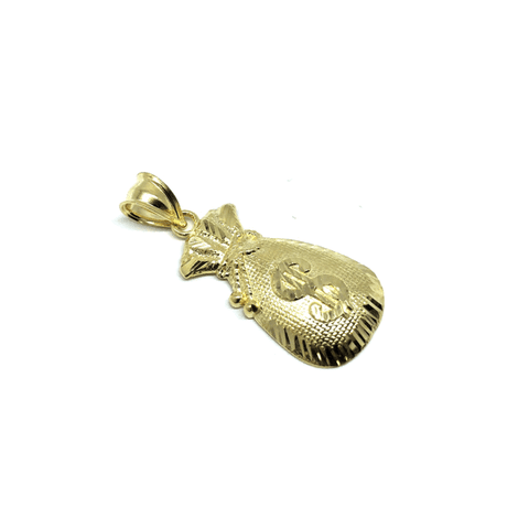 10K Yellow Gold Money Bag Men's Pendant GMP-005 - WORLDSTARBLING