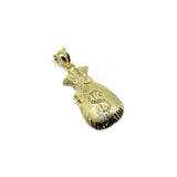 10K Yellow Gold Money Bag Men's Pendant GMP-005 - WORLDSTARBLING