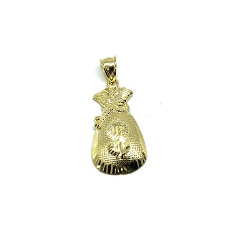 10K Yellow Gold Money Bag Men's Pendant GMP-005 - WORLDSTARBLING
