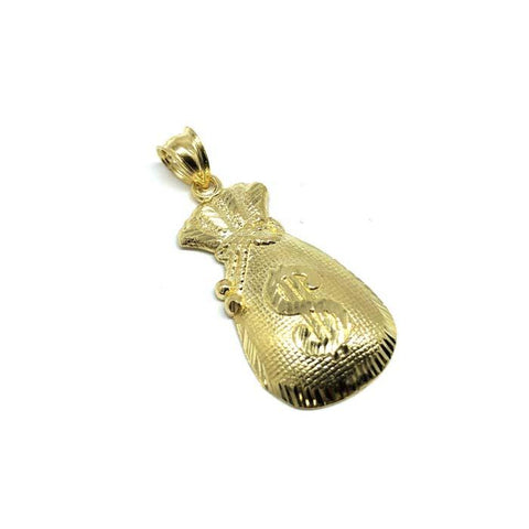 10K Yellow Gold Money Bag Men's Pendant GMP-006 - WORLDSTARBLING