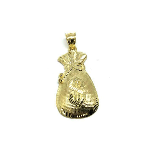 10K Yellow Gold Money Bag Men's Pendant GMP-006 - WORLDSTARBLING